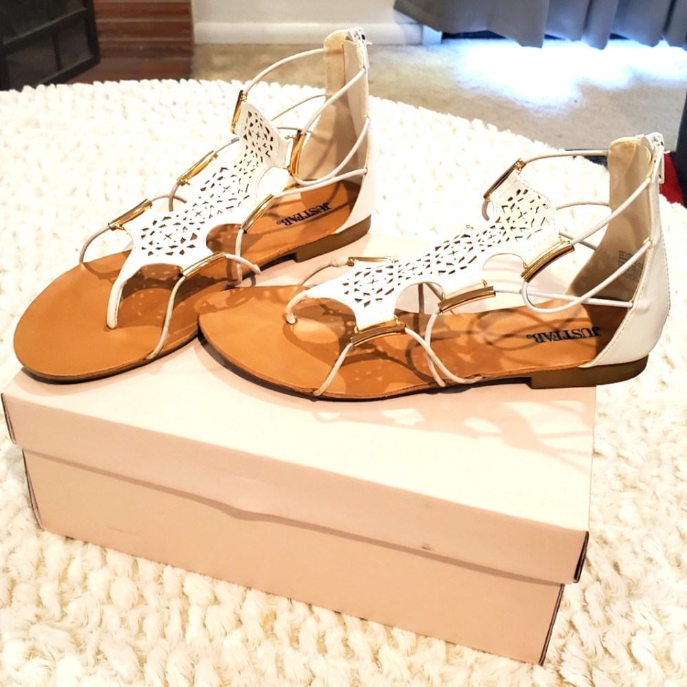Gladiator Sandals sold by JustFab White Size 7.5